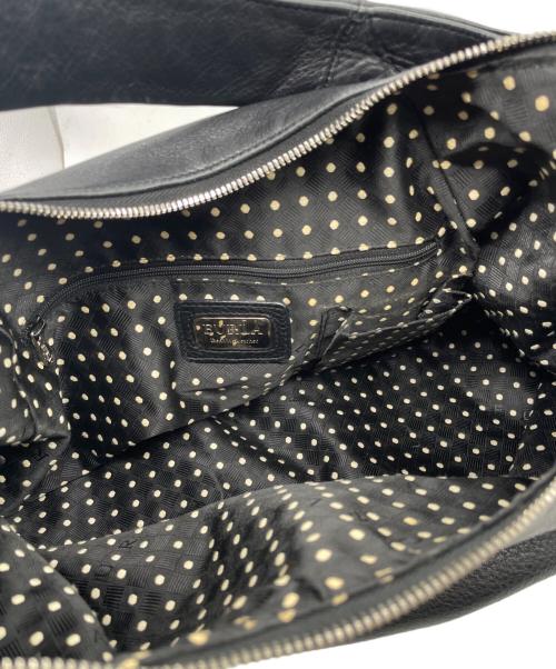 FURLA（フルラ）FURLA (フルラ) FURLA フルラ シボ革 レザー ラウンド ワンショルダー ショルダーバッグ ハンドバッグ ブラックの古着・服飾アイテム