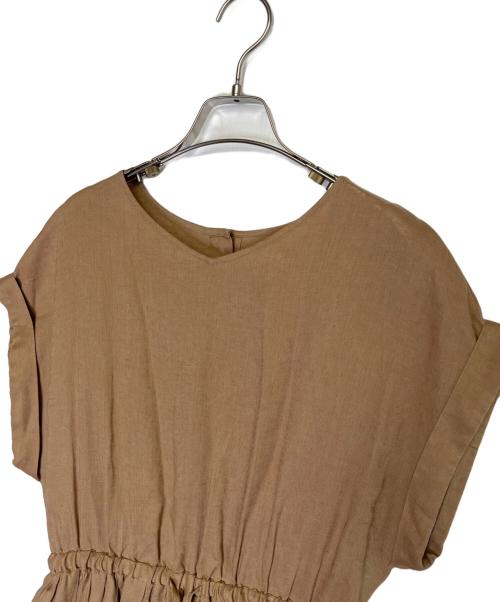 SHIPS（シップス）SHIPS (シップス) SHIPS シップス リネン 半袖ワンピース フレンチスリーブ ブラウン サイズ:Mの古着・服飾アイテム