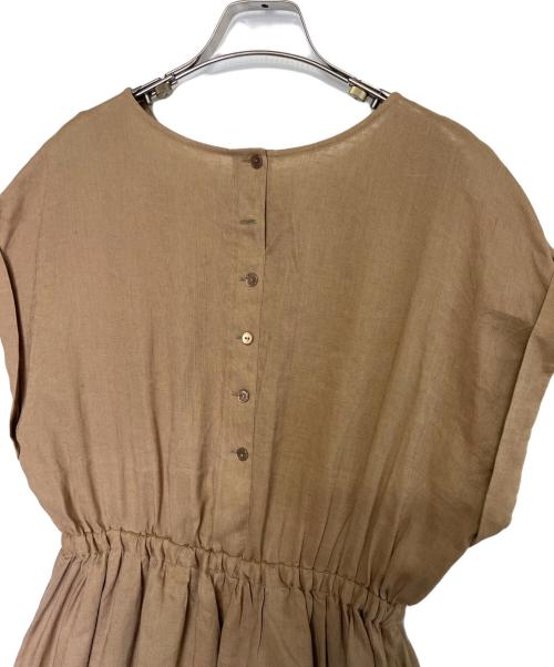 SHIPS（シップス）SHIPS (シップス) SHIPS シップス リネン 半袖ワンピース フレンチスリーブ ブラウン サイズ:Mの古着・服飾アイテム