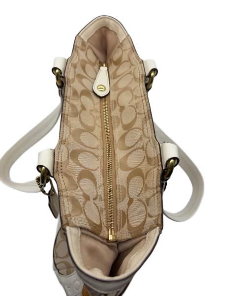 COACH（コーチ）COACH (コーチ) COACH コーチ ピースド パッチワーク シグネチャー柄 F19042 ハンドバッグ ベージュの古着・服飾アイテム