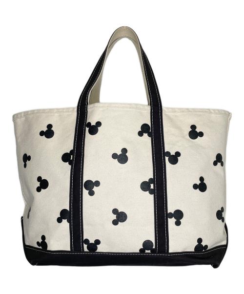 DISNEY（ディズニー）DISNEY L.L.Bean (エルエルビーン) L.L.Bean Disney エルエルビーン ディズニー BOAT AND TOTE ボートアンドトート キャンバストートバッグ 東京ディズニーリゾート30周年記念品 ベージュ×ブラックの古着・服飾アイテム