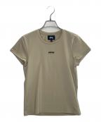 stussyステューシー）の古着「stussy ステューシー ミニストックロゴ Tシャツ クロップT チビT」｜ベージュ