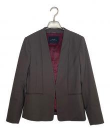 green label relaxing（グリーンレーベルリラクシング）の古着「green label relaxing グリーンレーベルリラクシング ノーラペル ノーカラージャケット NEWカチリラ」｜ブラウン