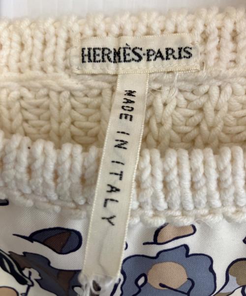 HERMES（エルメス）HERMES (エルメス) スカーフ切替ニットベスト ホワイト サイズ:Ｌ 未使用品の古着・服飾アイテム