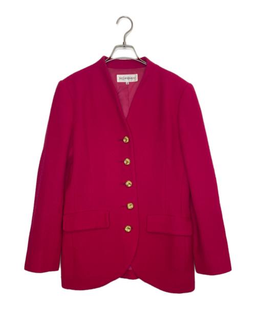 Yves Saint Laurent（イヴサンローラン）Yves Saint Laurent (イヴサンローラン) Yves Saint Laurent イヴサンローラン セットアップ ノーカーラー ジャケット ピンク ショッキングピンク サイズ:40の古着・服飾アイテム