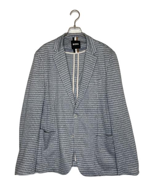 HUGO BOSS（ヒューゴ ボス）HUGO BOSS (ヒューゴ ボス) HUGO BOSS ヒューゴ ボス 千鳥柄 テーラードジャケット リネン混 ライトグレー サイズ:US 40Rの古着・服飾アイテム