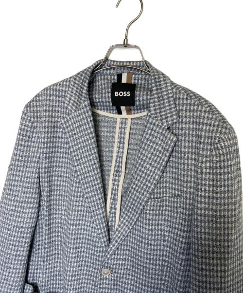 HUGO BOSS（ヒューゴ ボス）HUGO BOSS (ヒューゴ ボス) HUGO BOSS ヒューゴ ボス 千鳥柄 テーラードジャケット リネン混 ライトグレー サイズ:US 40Rの古着・服飾アイテム