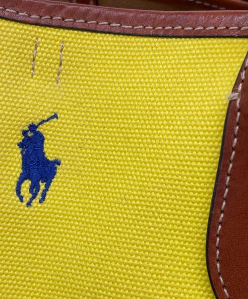 POLO RALPH LAUREN（ポロ・ラルフローレン）POLO RALPH LAUREN (ポロ・ラルフローレン) POLO RALPH LAUREN ポロ ラルフローレンキャンバス ミディアム Bellport ベルポート トート イエロー×ブラウンの古着・服飾アイテム