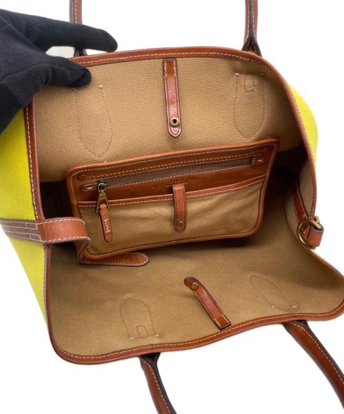 POLO RALPH LAUREN（ポロ・ラルフローレン）POLO RALPH LAUREN (ポロ・ラルフローレン) POLO RALPH LAUREN ポロ ラルフローレンキャンバス ミディアム Bellport ベルポート トート イエロー×ブラウンの古着・服飾アイテム