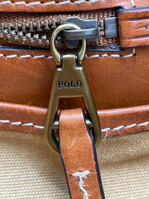 POLO RALPH LAUREN（ポロ・ラルフローレン）POLO RALPH LAUREN (ポロ・ラルフローレン) POLO RALPH LAUREN ポロ ラルフローレンキャンバス ミディアム Bellport ベルポート トート イエロー×ブラウンの古着・服飾アイテム