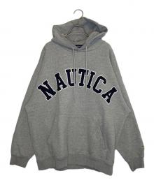 NAUTICA（ノーティカ）の古着「NAUTICA ノーティカ アーチロゴ パーカー ビッグシルエット」｜グレー