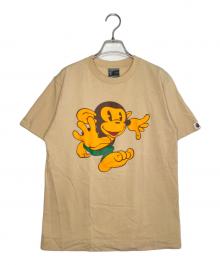 A BATHING APE（アベイシングエイプ）の古着「A BATHING APE アベイシングエイプ BAPE HEADS TOUR Tシャツ 90年代 어 베이싱 에이프 베이프 헤즈 투어 반팔 티셔츠」｜ベージュ