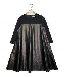 FOXEY NEWYORK（フォクシーニューヨーク）の古着「FOXEY NEWYORK フォクシーニューヨーク Dress Tessa 長袖 ワンピース フェイクレザー」｜ブラック