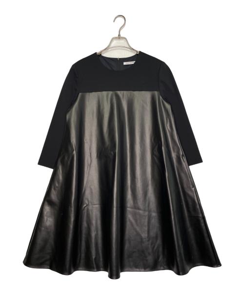 FOXEY NEWYORK（フォクシーニューヨーク）FOXEY NEWYORK (フォクシーニューヨーク) FOXEY NEWYORK フォクシーニューヨーク Dress Tessa 長袖 ワンピース フェイクレザー ブラック サイズ:42の古着・服飾アイテム