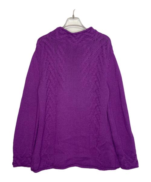 MFH（MFH）MFH (MFH) MFH KNITS ベビーアルパカ オフネック ニット セーター ケーブル編み パープル サイズ:Mの古着・服飾アイテム