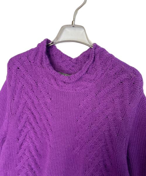 MFH（MFH）MFH (MFH) MFH KNITS ベビーアルパカ オフネック ニット セーター ケーブル編み パープル サイズ:Mの古着・服飾アイテム
