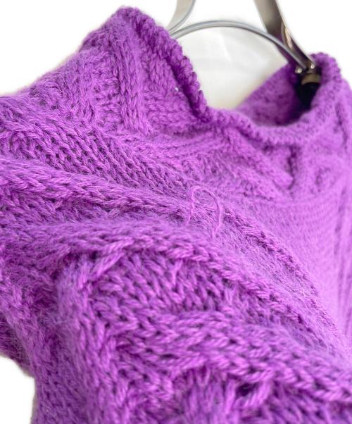 MFH（MFH）MFH (MFH) MFH KNITS ベビーアルパカ オフネック ニット セーター ケーブル編み パープル サイズ:Mの古着・服飾アイテム