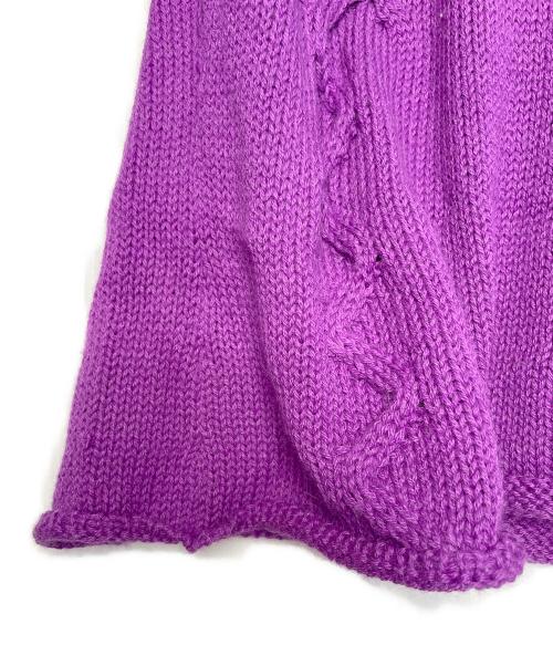 MFH（MFH）MFH (MFH) MFH KNITS ベビーアルパカ オフネック ニット セーター ケーブル編み パープル サイズ:Mの古着・服飾アイテム