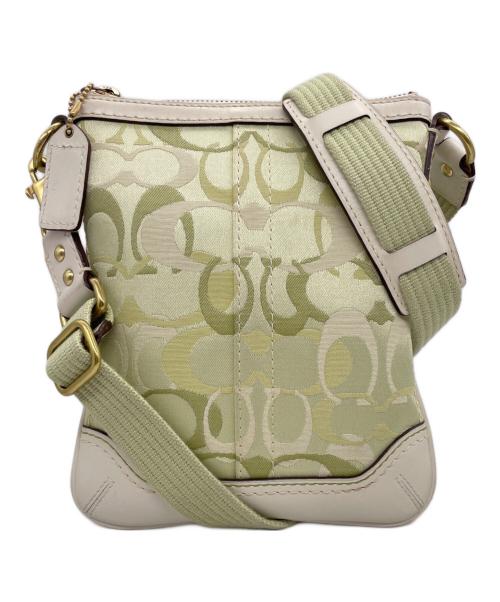 COACH（コーチ）COACH (コーチ) COACH コーチ ハンプトン オプティック シグネチャー ショルダーバッグ クロスボディ グリーン グリーン×ベージュの古着・服飾アイテム