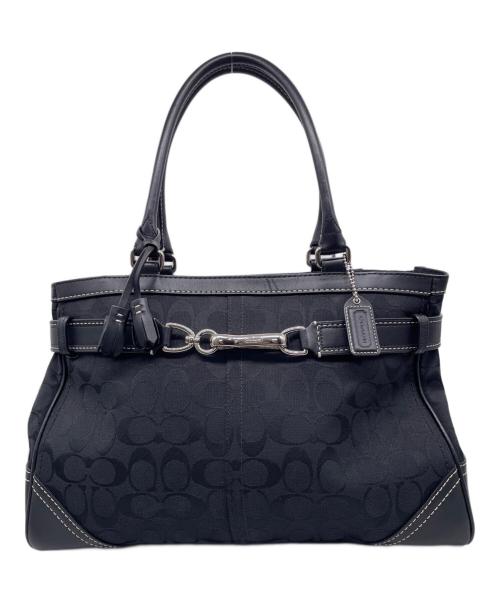COACH（コーチ）COACH (コーチ) COACH コーチ ハンプトンズ シグネチャー 黒シグ ラージ キャリーオール ブラックの古着・服飾アイテム