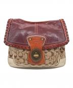 COACHコーチ）の古着「COACH コーチ 65周年記念 レガシー シグネチャー フラップ ショルダーバッグ 」｜ベージュ