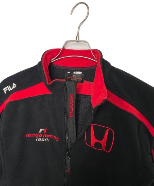 FILA（フィラ）FILA F1 Honda Racing Team (エフワン ホンダ レーシングチーム) FILA フィラ F1 Honda Racing Team エフワン ホンダ レーシングチーム ジップフリース ブラック×レッド サイズ:Lの古着・服飾アイテム