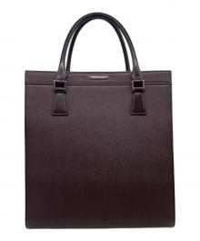 BURBERRY（バーバリー）の古着「BURBERRY オールドバーバリー サフィアーノレザー スクエア トートバッグ 裏地ノバチェック」｜ブラウン