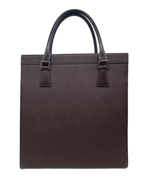 BURBERRY（バーバリー）BURBERRY (バーバリー) BURBERRY オールドバーバリー サフィアーノレザー スクエア トートバッグ 裏地ノバチェック ブラウンの古着・服飾アイテム