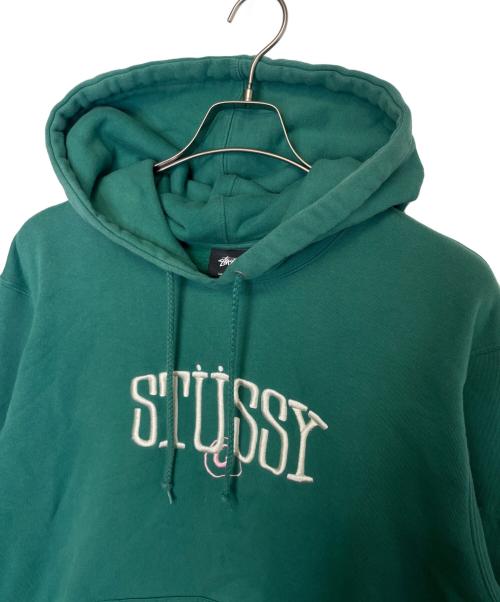 stussy（ステューシー）stussy (ステューシー) STUSSY ステューシー Circle C Applique パーカー 白タグ グリーン サイズ:Lの古着・服飾アイテム