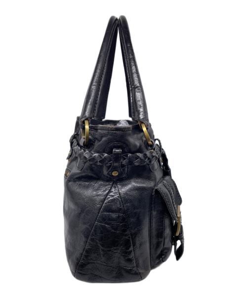 ANNA SUI（アナスイ）ANNA SUI (アナスイ) ANNA SUI アナスイ Y2K 編み込みレザー ギミックポケット トートバッグ ハンドバッグ ブラックの古着・服飾アイテム