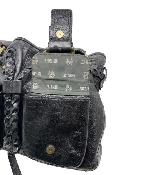 ANNA SUI（アナスイ）ANNA SUI (アナスイ) ANNA SUI アナスイ Y2K 編み込みレザー ギミックポケット トートバッグ ハンドバッグ ブラックの古着・服飾アイテム
