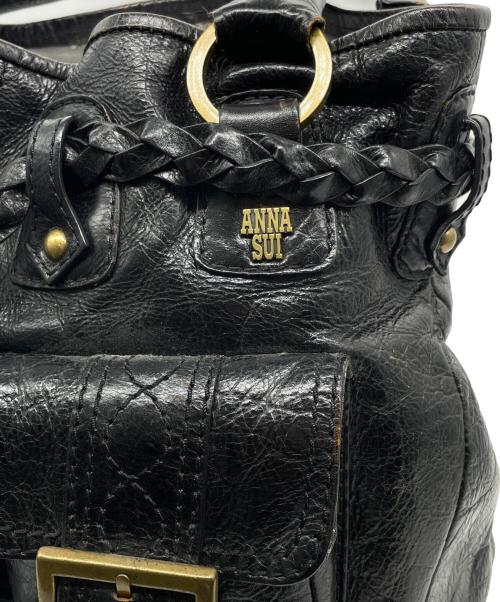 ANNA SUI（アナスイ）ANNA SUI (アナスイ) ANNA SUI アナスイ Y2K 編み込みレザー ギミックポケット トートバッグ ハンドバッグ ブラックの古着・服飾アイテム
