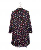 PS Paul SmithＰＳポールスミス）の古着「PS Paul Smith ＰＳポールスミス フラワープリント ボタニカルプリント 花柄 総柄 長袖シャツワンピース」｜ブラック