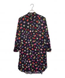 PS Paul Smith（ＰＳポールスミス）の古着「PS Paul Smith ＰＳポールスミス フラワープリント ボタニカルプリント 花柄 総柄 長袖シャツワンピース」｜ブラック