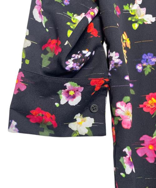 PS Paul Smith（ＰＳポールスミス）PS Paul Smith (ＰＳポールスミス) PS Paul Smith ＰＳポールスミス フラワープリント ボタニカルプリント 花柄 総柄 長袖シャツワンピース ブラック サイズ:40の古着・服飾アイテム