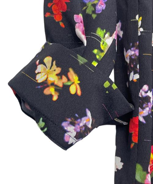 PS Paul Smith（ＰＳポールスミス）PS Paul Smith (ＰＳポールスミス) PS Paul Smith ＰＳポールスミス フラワープリント ボタニカルプリント 花柄 総柄 長袖シャツワンピース ブラック サイズ:40の古着・服飾アイテム
