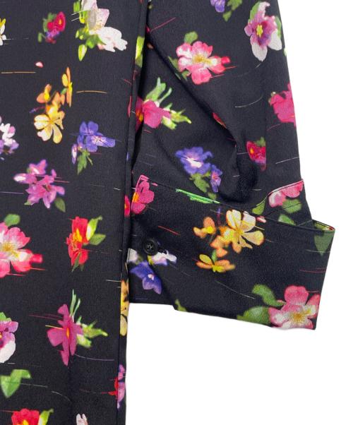 PS Paul Smith（ＰＳポールスミス）PS Paul Smith (ＰＳポールスミス) PS Paul Smith ＰＳポールスミス フラワープリント ボタニカルプリント 花柄 総柄 長袖シャツワンピース ブラック サイズ:40の古着・服飾アイテム