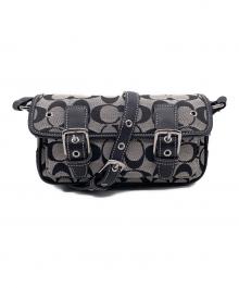 COACH（コーチ）の古着「COACH コーチ シグネチャー ミニ フィールド バッグ ショルダーバッグ」｜ホワイト×ブラック