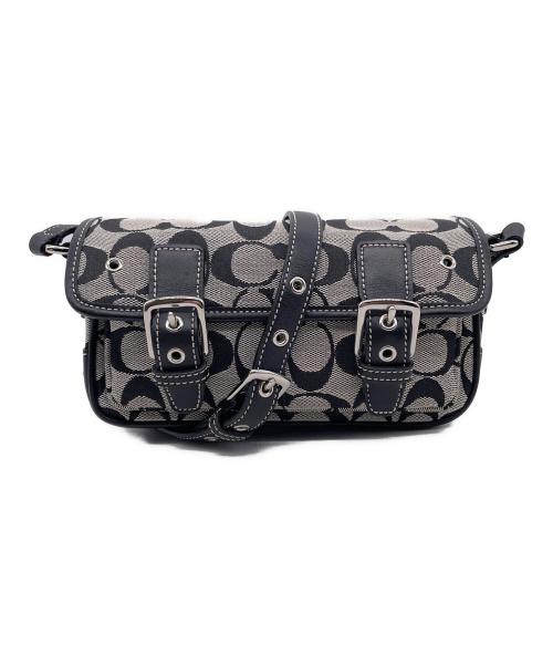 COACH（コーチ）COACH (コーチ) COACH コーチ シグネチャー ミニ フィールド バッグ ショルダーバッグ ホワイト×ブラックの古着・服飾アイテム