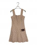 BURBERRY BLUE LABELバーバリー ブルー レーベル）の古着「BURBERRY BLUE LABEL バーバリー ブルーレーベル ノースリーブ ワンピース 総柄 ノバチェック」｜ベージュ