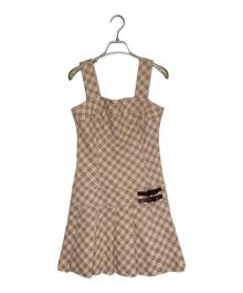 BURBERRY BLUE LABEL（バーバリー ブルー レーベル）の古着「BURBERRY BLUE LABEL バーバリー ブルーレーベル ノースリーブ ワンピース 総柄 ノバチェック」｜ベージュ