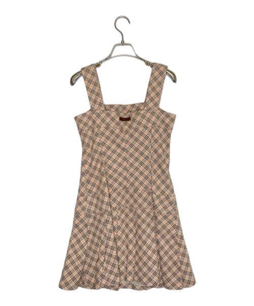BURBERRY BLUE LABEL（バーバリー ブルー レーベル）BURBERRY BLUE LABEL (バーバリー ブルー レーベル) BURBERRY BLUE LABEL バーバリー ブルーレーベル ノースリーブ ワンピース 総柄 ノバチェック ベージュ サイズ:36の古着・服飾アイテム