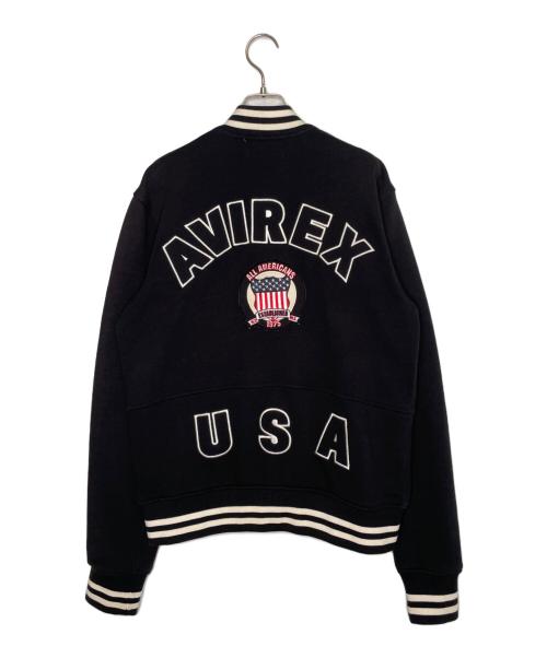 AVIREX（アヴィレックス）AVIREX (アヴィレックス) AVIREX アヴィレックス USA パッチ バックロゴ スウェットスタジャン スタジアムジャケット ブラック サイズ:Lの古着・服飾アイテム