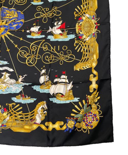 HERMES（エルメス）HERMES (エルメス) HERMES エルメス カレ90 Voiles de Lumiere 光の帆船 シルク100 スカーフ Joachim Metz ヨアヒム メッツ ブラック サイズ:不明の古着・服飾アイテム