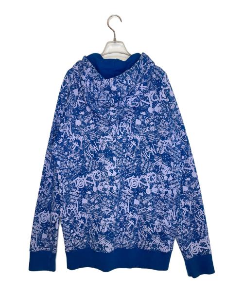 stussy（ステューシー）stussy (ステューシー) STUSSY ステューシー WORLD TOUR Graffiti ワールドツアー グラフィティー ジップ パーカー ブルー サイズ:XLの古着・服飾アイテム