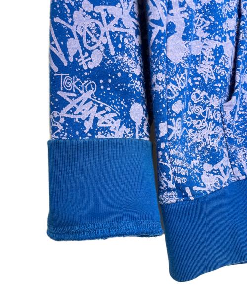 stussy（ステューシー）stussy (ステューシー) STUSSY ステューシー WORLD TOUR Graffiti ワールドツアー グラフィティー ジップ パーカー ブルー サイズ:XLの古着・服飾アイテム