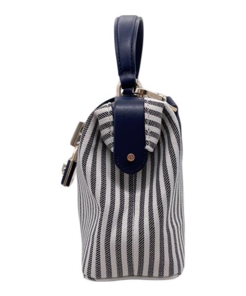 Kate Spade（ケイトスペード）Kate Spade (ケイトスペード) Kate Spade ケイトスペード Remedy レメディー ストライプ スモール トップ ハンドルバッグ 2way ハンドバッグ ネイビー×ホワイトの古着・服飾アイテム
