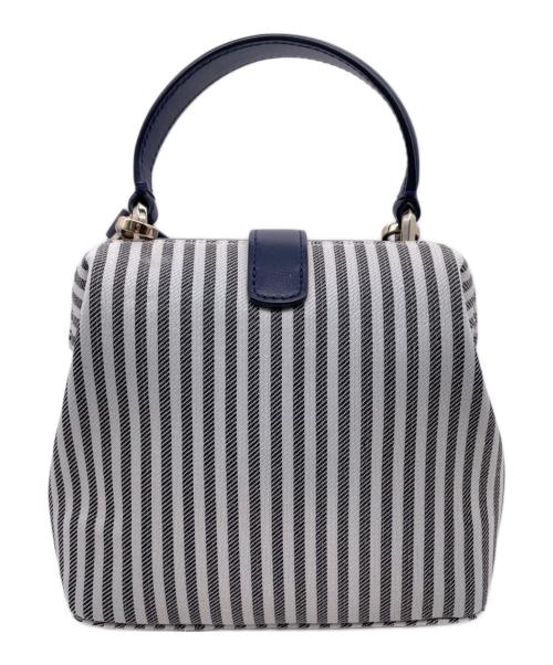 Kate Spade（ケイトスペード）Kate Spade (ケイトスペード) Kate Spade ケイトスペード Remedy レメディー ストライプ スモール トップ ハンドルバッグ 2way ハンドバッグ ネイビー×ホワイトの古着・服飾アイテム