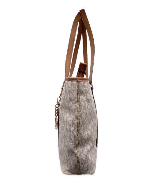MICHAEL KORS（マイケルコース）MICHAEL KORS (マイケルコース) MICHAEL KORS マイケルコース SADY サディ MKシグネチャー トップジップ トートバッグ ラージ ブラウン×ホワイトの古着・服飾アイテム