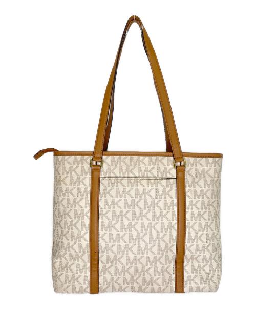 MICHAEL KORS（マイケルコース）MICHAEL KORS (マイケルコース) MICHAEL KORS マイケルコース SADY サディ MKシグネチャー トップジップ トートバッグ ラージ ブラウン×ホワイトの古着・服飾アイテム